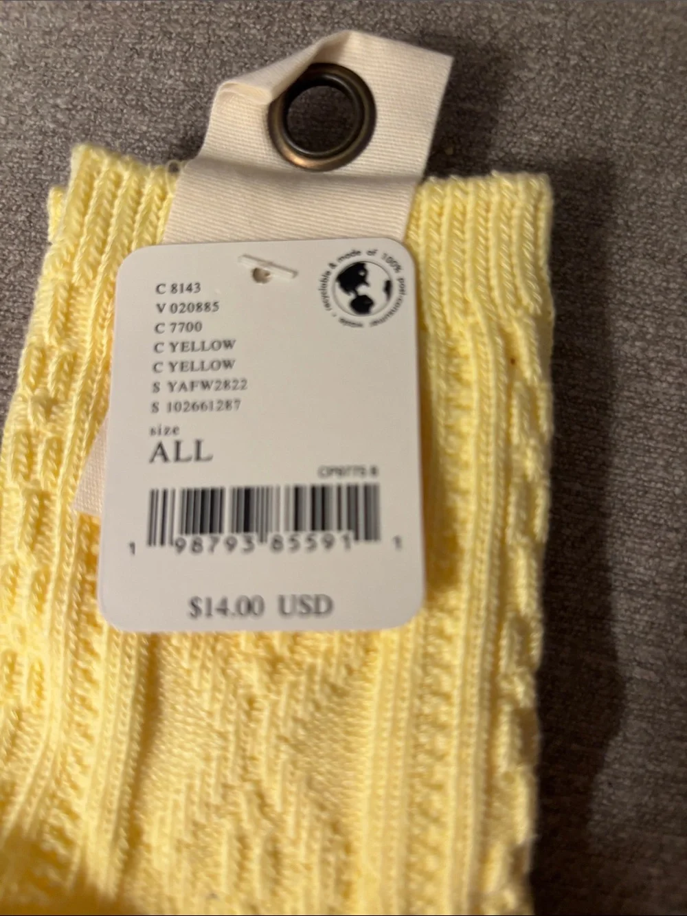 Free people cable socks. NWT. Yellow